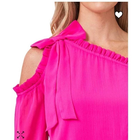 Cece Ruffled Asymmetric Long Sleeve Cold Shoulder Blouse Size XS - Picture 3 of 10